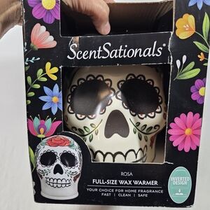 ScentSationals Rosa Skull Wax Warmer - Black and White Full Size Fragrance Melts